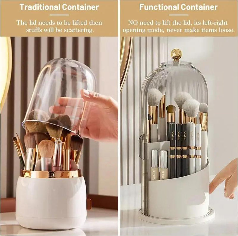 Makeup Brush Holder Organizer with Lid -360Orotating Clear Dustproof Storage Box for Vanitybathroom Countertop in White House Organizer Makeup Brush Holder Organizer,Tiktokshopfalldealsforyou Toothbrush Protector